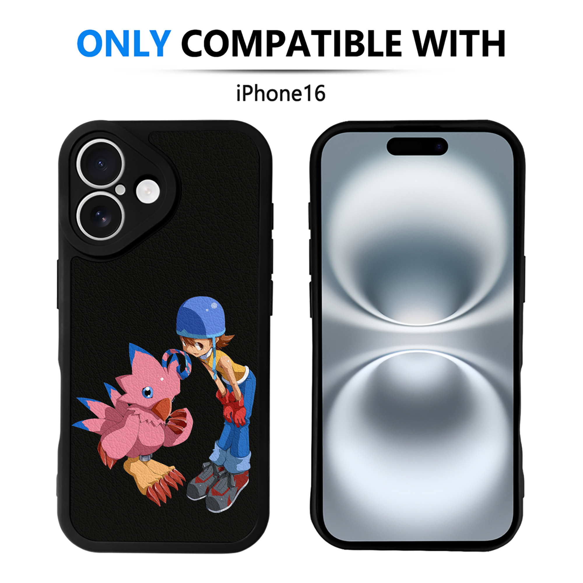 （画像用） Digimon デジタルモンスター/デジモン 【iPhone 16シリーズ対応】シリコンスマホケース（レザー調） 材質：シリコン